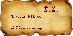 Makszim Miklós névjegykártya